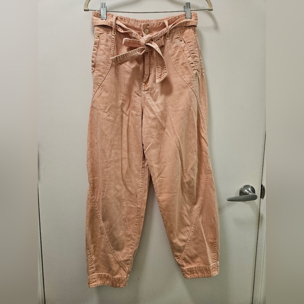 Zimmermann Cropped High-Rise Tapered Peach Jeans Size 0 - Picture 4 of 15
